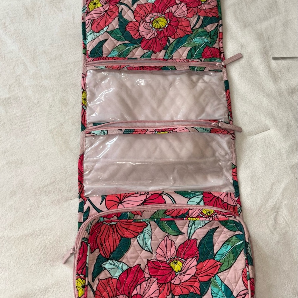 Vera Bradley Pink and Green Floral Cosmetic Case